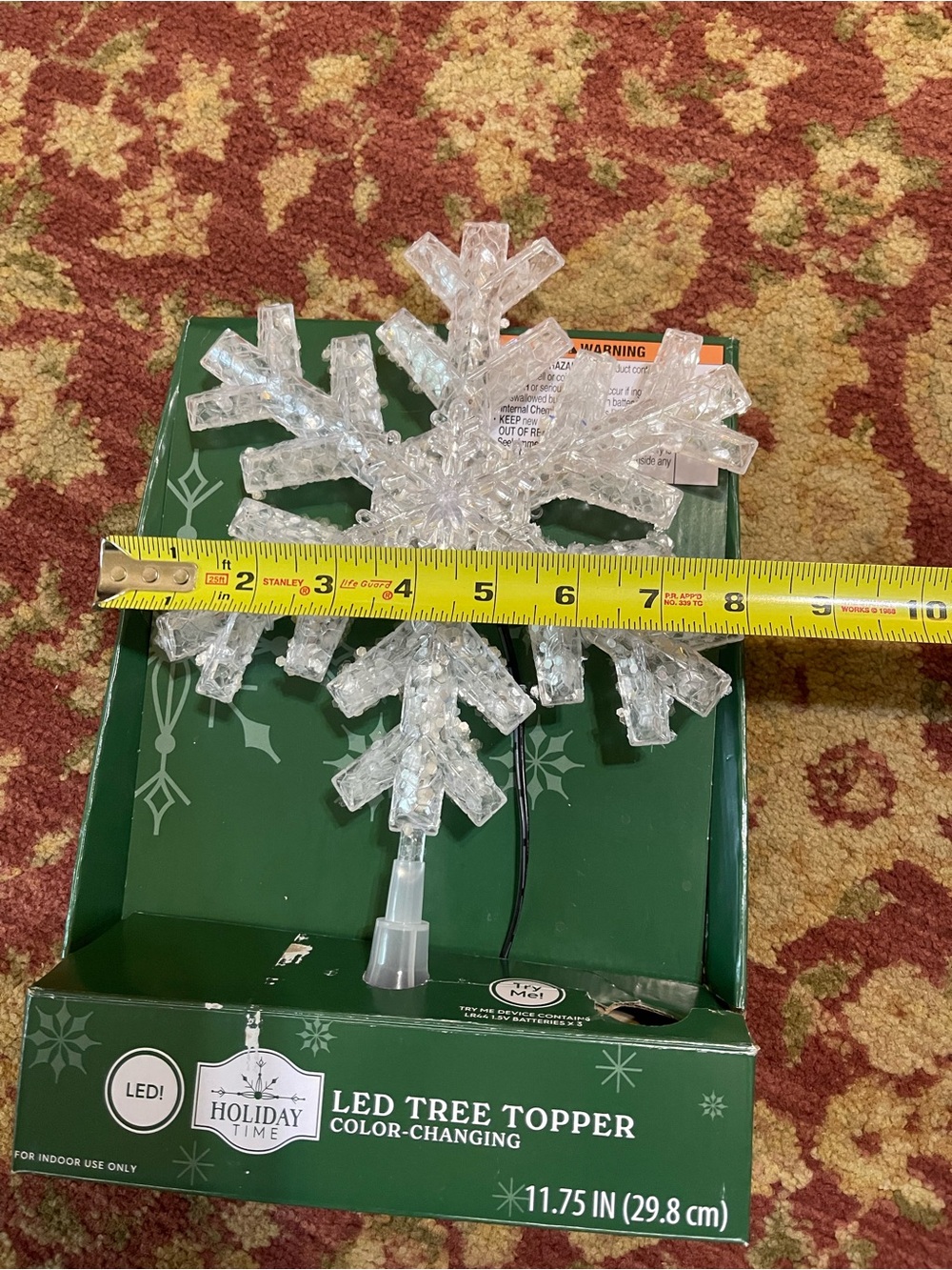 Holiday Time Clear LED Color-Changing Snowflake Tree Topper - Picture 13 of 17